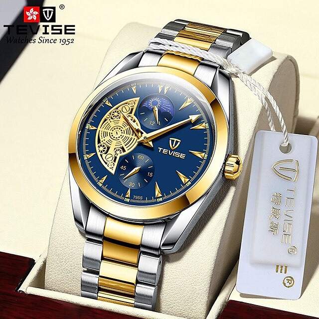 Tevise Quartz Watch for Men Analog Quartz Luminous Hole Casual Waterproof Calendar Luminous Stainless Steel Stainless Steel Fashion
Tevise Quartz Watch for Men Analog Quartz Luminous Hole Casual Waterproof Calendar Luminous Stainless Steel Stainless Steel Fashion