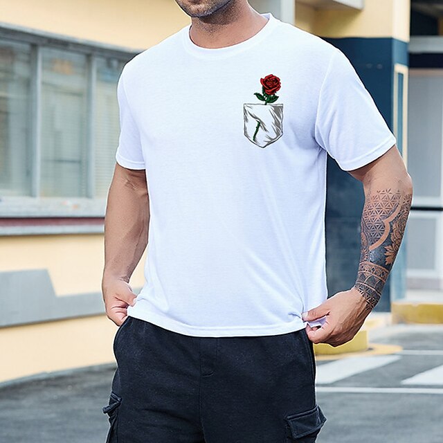 Men's T shirt Hot Stamping Graphic Prints Rose Crew Neck Street Casual Print Short Sleeve Tops Basic Fashion Designer Big and Tall White Khaki
Men's T shirt Hot Stamping Graphic Prints Rose Crew Neck Street Casual Print Short Sleeve Tops Basic Fashion Designer Big and Tall White Khaki