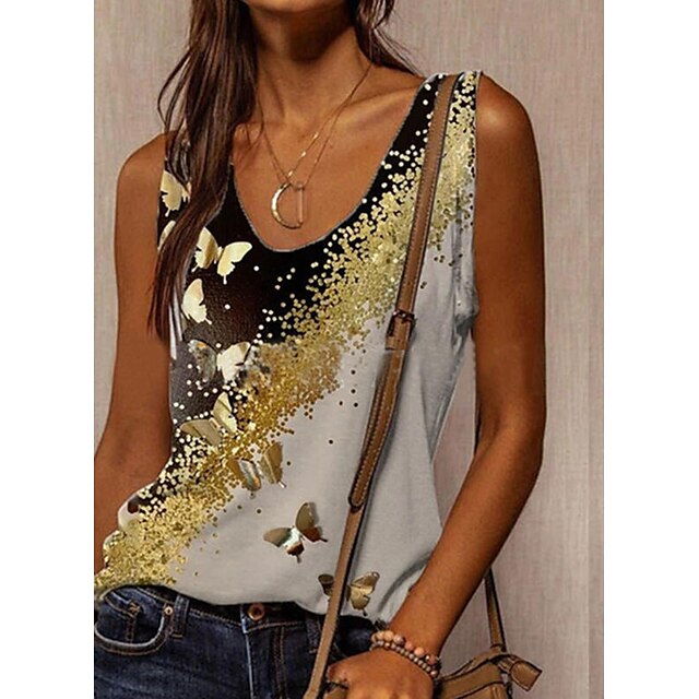 Women's Butterfly Tank Top Vest Butterfly Print U Neck Casual Streetwear Tops Gold
Women's Butterfly Tank Top Vest Butterfly Print U Neck Casual Streetwear Tops Gold