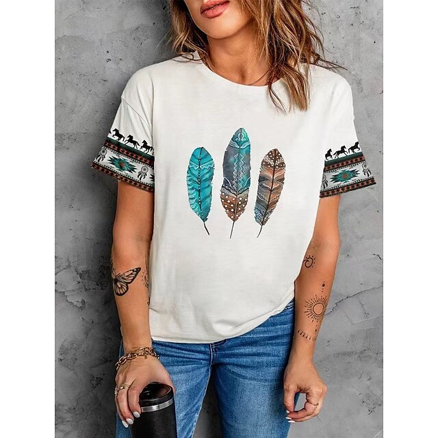 Women's Bohemian Theme Geometric Painting T shirt Tribal Print Round Neck Ethnic Vintage Hawaiian Tops White / 3D Print
Women's Bohemian Theme Geometric Painting T shirt Tribal Print Round Neck Ethnic Vintage Hawaiian Tops White / 3D Print