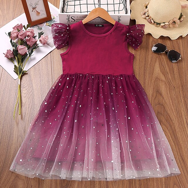 Kids Little Girls' Dress Galaxy A Line Dress Christening dress Mesh Sparkle Print Wine Knee-length Short Sleeve Princess Sweet Dresses Summer Regular Fit 4-12 Years
Kids Little Girls' Dress Galaxy A Line Dress Christening dress Mesh Sparkle Print Wine Knee-length Short Sleeve Princess Sweet Dresses Summer Regular Fit 4-12 Years