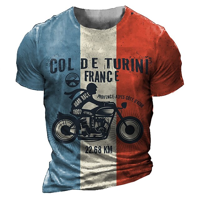 Men's T shirt 3D Print Graphic Motorcycle Crew Neck Casual Daily Print Short Sleeve Tops Fashion Vintage Classic Comfortable Blue
Men's T shirt 3D Print Graphic Motorcycle Crew Neck Casual Daily Print Short Sleeve Tops Fashion Vintage Classic Comfortable Blue