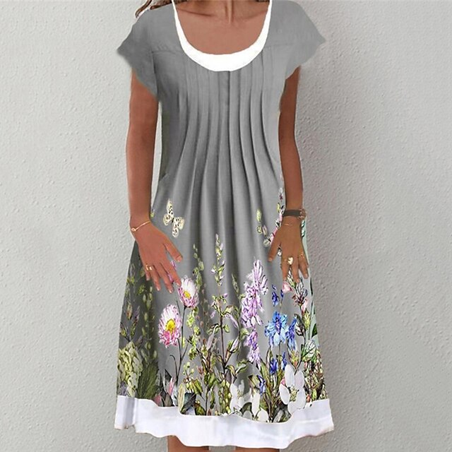 Women's Shift Dress Knee Length Dress Gray Short Sleeve Floral Fake two piece Print Spring Summer Round Neck Casual 2022 S M L XL XXL 3XL
Women's Shift Dress Knee Length Dress Gray Short Sleeve Floral Fake two piece Print Spring Summer Round Neck Casual 2022 S M L XL XXL 3XL