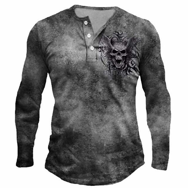Men's Henley Shirt Tee T shirt 3D Print Graphic Skull Henley Casual Daily Button-Down Print Long Sleeve Tops Fashion Vintage Big and Tall Military Style Gray / Spring / Summer
Men's Henley Shirt Tee T shirt 3D Print Graphic Skull Henley Casual Daily Button-Down Print Long Sleeve Tops Fashion Vintage Big and Tall Military Style Gray / Spring / Summer