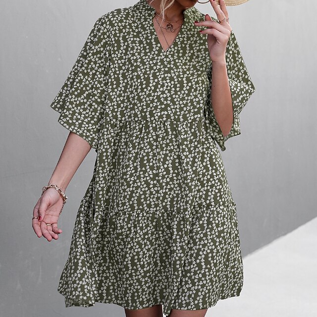 Women's A Line Dress Short Mini Dress Black Dark Green Brown Half Sleeve Floral Print Spring Summer V Neck Stylish Casual Modern Flare Cuff Sleeve 2022 S M L XL
Women's A Line Dress Short Mini Dress Black Dark Green Brown Half Sleeve Floral Print Spring Summer V Neck Stylish Casual Modern Flare Cuff Sleeve 2022 S M L XL