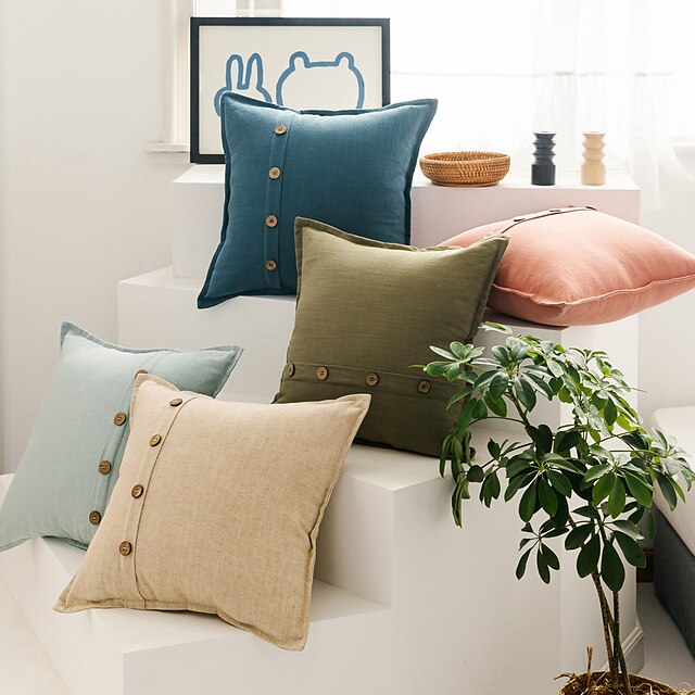 Nordic Simple Solid Color Cotton Linen Coconut Button Decorative Pillowcase 1 Piece
Nordic Simple Solid Color Cotton Linen Coconut Button Decorative Pillowcase 1 Piece