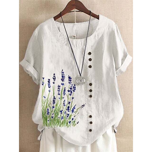 Women's Plus Size Tops T shirt Floral Button Print Short Sleeve Crewneck Streetwear Daily Going out Cotton Spring Summer Blue White
Women's Plus Size Tops T shirt Floral Button Print Short Sleeve Crewneck Streetwear Daily Going out Cotton Spring Summer Blue White