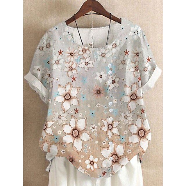 Women's Plus Size Tops T shirt Floral Print Short Sleeve Crewneck Streetwear Daily Going out Cotton Spring Summer Gray
Women's Plus Size Tops T shirt Floral Print Short Sleeve Crewneck Streetwear Daily Going out Cotton Spring Summer Gray