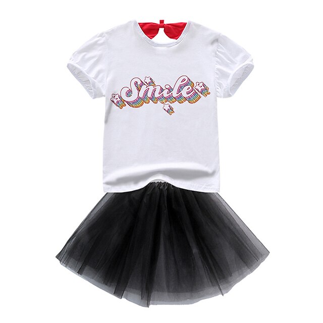 Kids Girls' T-shirt Skirt SkirtSet Clothing Set 2 Pieces Short Sleeve Black Letter Mesh Bow Print Street Indoor Vacation Active Casual Fashion Daily Mini 2-8 Years
Kids Girls' T-shirt Skirt SkirtSet Clothing Set 2 Pieces Short Sleeve Black Letter Mesh Bow Print Street Indoor Vacation Active Casual Fashion Daily Mini 2-8 Years
