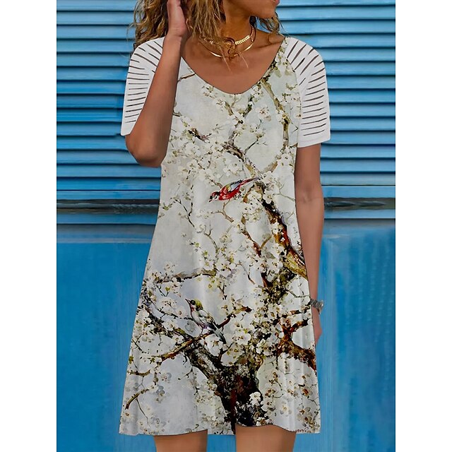 Women's A Line Dress Knee Length Dress Khaki Short Sleeve Floral Print Summer V Neck Basic 2022 S M L XL XXL 3XL / 3D Print
Women's A Line Dress Knee Length Dress Khaki Short Sleeve Floral Print Summer V Neck Basic 2022 S M L XL XXL 3XL / 3D Print