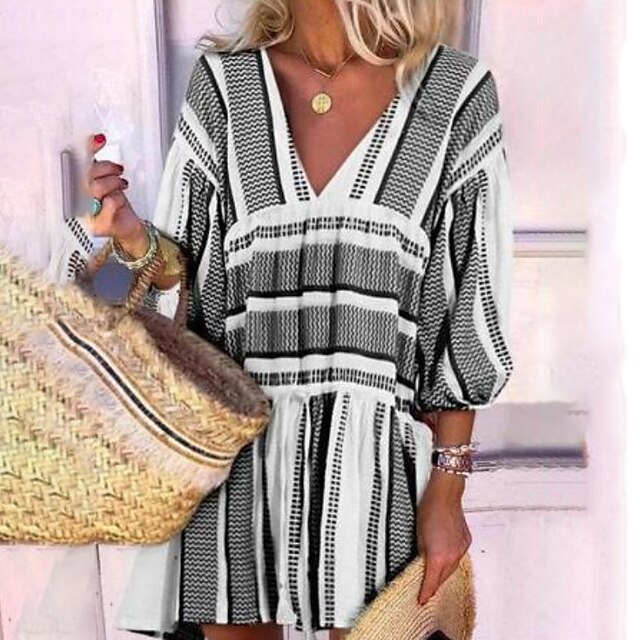Women's A Line Dress Short Mini Dress Green Blue Black Yellow 3/4 Length Sleeve Striped Ruched Spring Summer V Neck Casual 2022 S M L XL XXL 3XL
Women's A Line Dress Short Mini Dress Green Blue Black Yellow 3/4 Length Sleeve Striped Ruched Spring Summer V Neck Casual 2022 S M L XL XXL 3XL