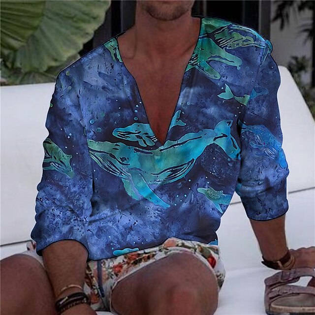 Men's Shirt 3D Print Whale Animal V Neck Casual Daily 3D Print Long Sleeve Tops Casual Fashion Designer Comfortable Blue
Men's Shirt 3D Print Whale Animal V Neck Casual Daily 3D Print Long Sleeve Tops Casual Fashion Designer Comfortable Blue