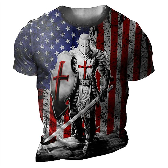 Men's T shirt 3D Print Graphic Flag Crew Neck Casual Daily Print Short Sleeve Tops Fashion Vintage Classic Comfortable Blue
Men's T shirt 3D Print Graphic Flag Crew Neck Casual Daily Print Short Sleeve Tops Fashion Vintage Classic Comfortable Blue