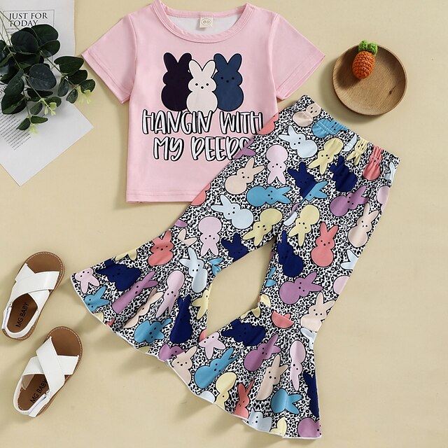Kids Girls' T-shirt Pants Clothing Set 2 Pieces Short Sleeve Pink Leopard Rabbit Letter Print Indoor Outdoor Cute Sweet Regular 1-5 Years
Kids Girls' T-shirt Pants Clothing Set 2 Pieces Short Sleeve Pink Leopard Rabbit Letter Print Indoor Outdoor Cute Sweet Regular 1-5 Years