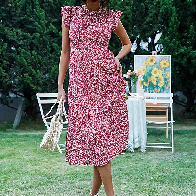 Women's A Line Dress Midi Dress Wine Short Sleeve Floral Print Spring Summer Round Neck Stylish Casual Vacation 2022 S M L XL
Women's A Line Dress Midi Dress Wine Short Sleeve Floral Print Spring Summer Round Neck Stylish Casual Vacation 2022 S M L XL