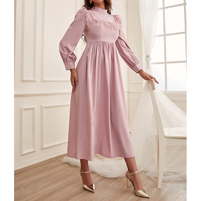 Women's A Line Dress Maxi long Dress Light Pink Long Sleeve Solid Color Chiffon Jacquard Spring Summer cold shoulder Elegant Luxurious Elegant Puff Sleeve Mesh S M L XL / 3D Print
Women's A Line Dress Maxi long Dress Light Pink Long Sleeve Solid Color Chiffon Jacquard Spring Summer cold shoulder Elegant Luxurious Elegant Puff Sleeve Mesh S M L XL / 3D Print