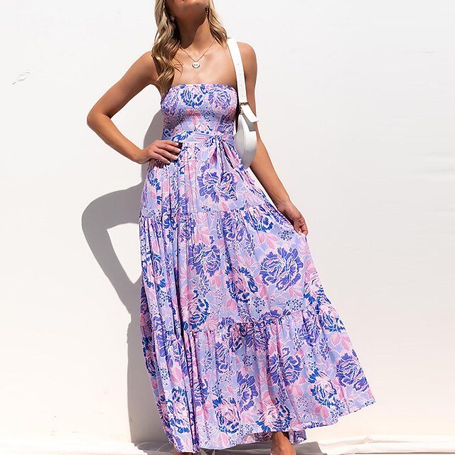 Women's A Line Dress Maxi long Dress Blue Purple Pink Sleeveless Floral Print Spring Summer Strapless Stylish Elegant Vacation 2022 S M L XL XXL
Women's A Line Dress Maxi long Dress Blue Purple Pink Sleeveless Floral Print Spring Summer Strapless Stylish Elegant Vacation 2022 S M L XL XXL