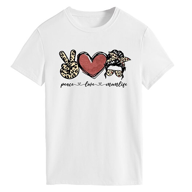 Women's Painting Couple T shirt Heart Leopard Peace Love Print Round Neck Basic Tops White Black Pink
Women's Painting Couple T shirt Heart Leopard Peace Love Print Round Neck Basic Tops White Black Pink