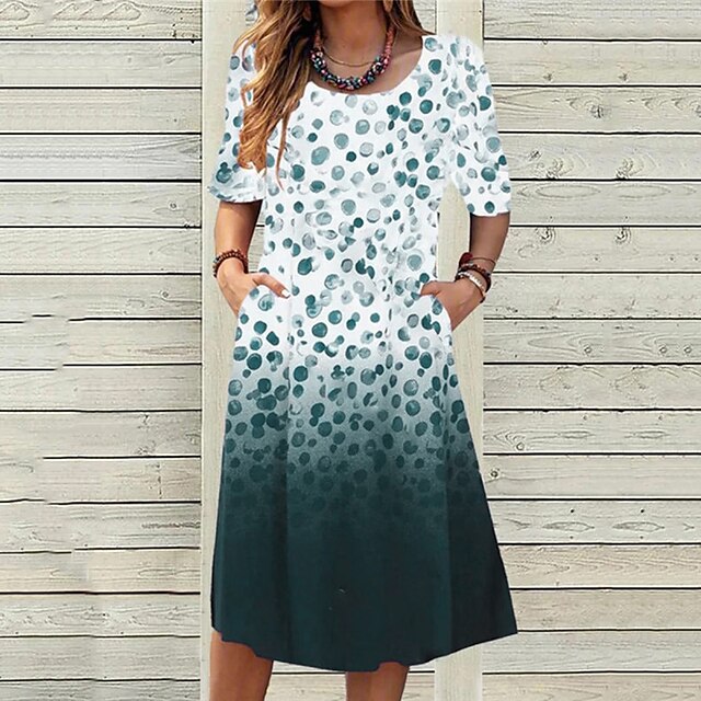 Women's Shift Dress Midi Dress Green Blue Short Sleeve Polka Dot Color Gradient Pocket Print Spring Summer Round Neck Casual Vacation 2022 S M L XL XXL
Women's Shift Dress Midi Dress Green Blue Short Sleeve Polka Dot Color Gradient Pocket Print Spring Summer Round Neck Casual Vacation 2022 S M L XL XXL