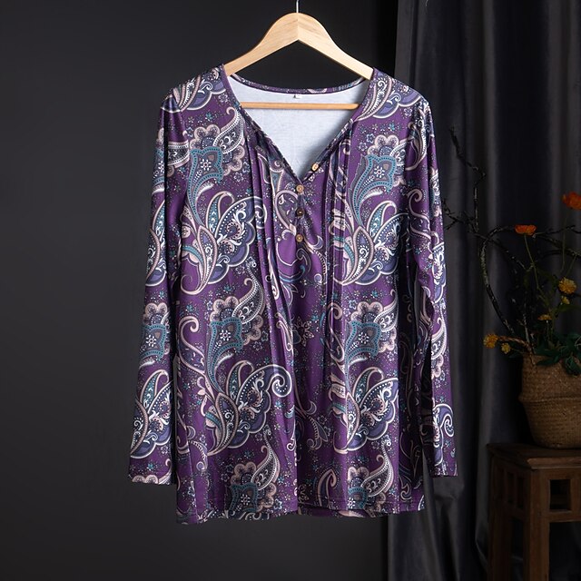 Women's Plus Size Tops Blouse Shirt Floral Long Sleeve V Neck Vintage Daily Polyester Spring Purple
Women's Plus Size Tops Blouse Shirt Floral Long Sleeve V Neck Vintage Daily Polyester Spring Purple