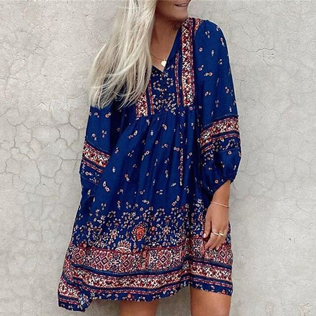 Women's Shift Dress Short Mini Dress Dark Blue Long Sleeve Floral Print Spring Summer V Neck Stylish Casual Vacation 2022 S M L XL XXL
Women's Shift Dress Short Mini Dress Dark Blue Long Sleeve Floral Print Spring Summer V Neck Stylish Casual Vacation 2022 S M L XL XXL
