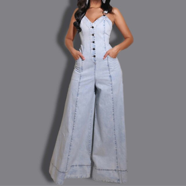 Women's Jumpsuit Backless Pocket Solid Color V Neck Casual Street Vacation Regular Fit Sleeveless Blue S M L Spring
Women's Jumpsuit Backless Pocket Solid Color V Neck Casual Street Vacation Regular Fit Sleeveless Blue S M L Spring
