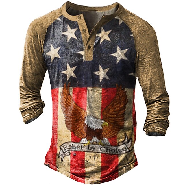 Men's Henley Shirt Tee T shirt 3D Print Graphic Eagle National Flag Plus Size Henley Casual Daily Button-Down Print Long Sleeve Tops Casual Retro Designer Military Red
Men's Henley Shirt Tee T shirt 3D Print Graphic Eagle National Flag Plus Size Henley Casual Daily Button-Down Print Long Sleeve Tops Casual Retro Designer Military Red