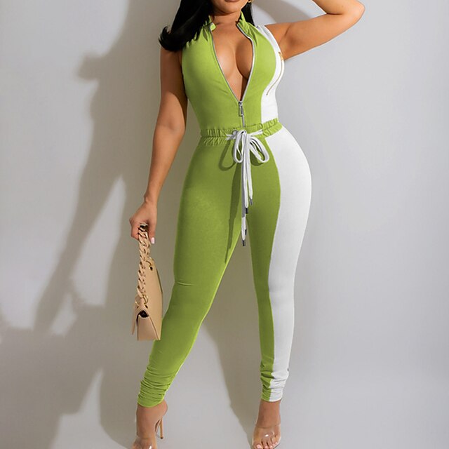 Women's Jumpsuit Zipper Patchwork Color Block V Neck Active Home Street Regular Fit Sleeveless Green Black Red S M L Fall
Women's Jumpsuit Zipper Patchwork Color Block V Neck Active Home Street Regular Fit Sleeveless Green Black Red S M L Fall