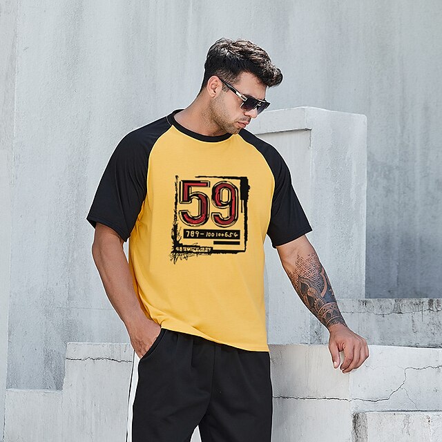 Men's T shirt Hot Stamping Color Block Graphic Prints Crew Neck Street Casual Print Short Sleeve Tops Basic Fashion Designer Big and Tall Yellow
Men's T shirt Hot Stamping Color Block Graphic Prints Crew Neck Street Casual Print Short Sleeve Tops Basic Fashion Designer Big and Tall Yellow