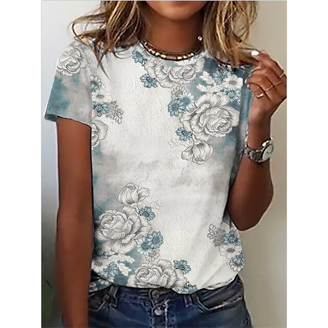 Women's T shirt Floral Patchwork Print Round Neck Basic Tops Rainbow / 3D Print
Women's T shirt Floral Patchwork Print Round Neck Basic Tops Rainbow / 3D Print