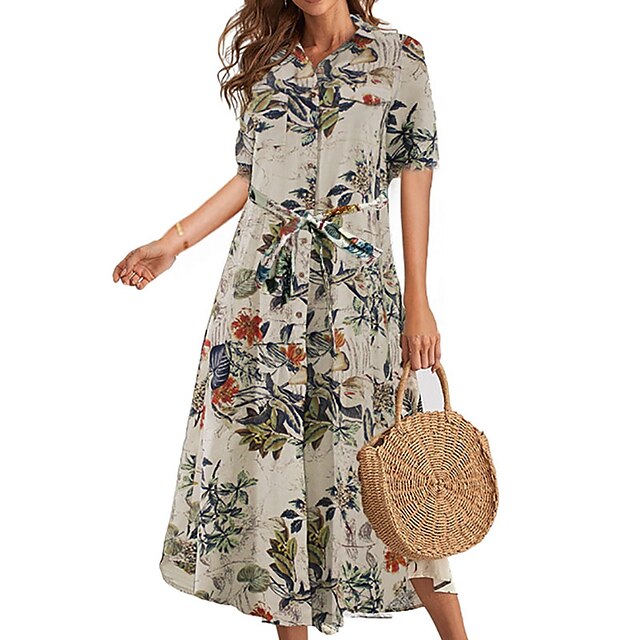 Women's Casual Dress Maxi long Dress Gray Beige Short Sleeve Floral Print Spring Summer Shirt Collar Casual 2022 S M L XL XXL
Women's Casual Dress Maxi long Dress Gray Beige Short Sleeve Floral Print Spring Summer Shirt Collar Casual 2022 S M L XL XXL