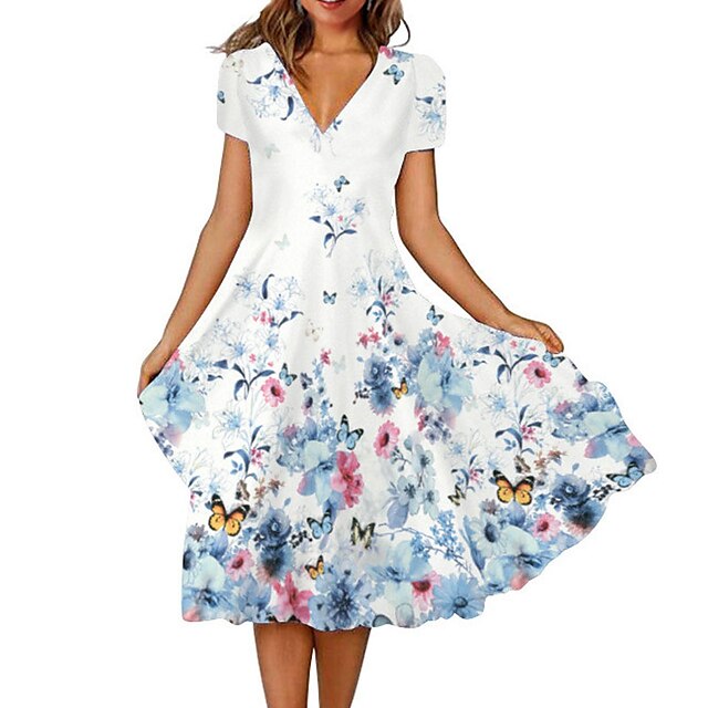 Women's A Line Dress Knee Length Dress Green Blue White Pink Royal Blue Short Sleeve Floral Print Spring Summer V Neck Elegant Vacation 2022 S M L XL XXL 3XL 4XL
Women's A Line Dress Knee Length Dress Green Blue White Pink Royal Blue Short Sleeve Floral Print Spring Summer V Neck Elegant Vacation 2022 S M L XL XXL 3XL 4XL