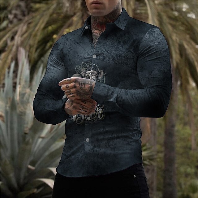 Men's Shirt Monkey Letter Animal Turndown Street Casual Button-Down Print Long Sleeve Tops Casual Fashion Designer Breathable Blue
Men's Shirt Monkey Letter Animal Turndown Street Casual Button-Down Print Long Sleeve Tops Casual Fashion Designer Breathable Blue
