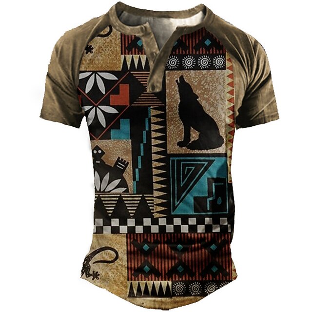 Men's Henley Shirt Tee T shirt 3D Print Graphic Wolf Henley Casual Daily Button-Down Print Short Sleeve Tops Fashion Vintage Big and Tall Military Style Brown / Summer
Men's Henley Shirt Tee T shirt 3D Print Graphic Wolf Henley Casual Daily Button-Down Print Short Sleeve Tops Fashion Vintage Big and Tall Military Style Brown / Summer