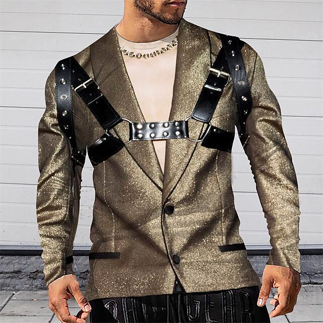 Men's T shirt 3D Print Graphic Belt Crew Neck Casual Daily 3D Print Long Sleeve Tops Basic Fashion Designer Slim Fit Gold
Men's T shirt 3D Print Graphic Belt Crew Neck Casual Daily 3D Print Long Sleeve Tops Basic Fashion Designer Slim Fit Gold