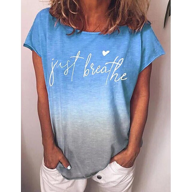Women's Painting T shirt Color Gradient Heart Text Print Round Neck Basic Tops Blue / 3D Print
Women's Painting T shirt Color Gradient Heart Text Print Round Neck Basic Tops Blue / 3D Print