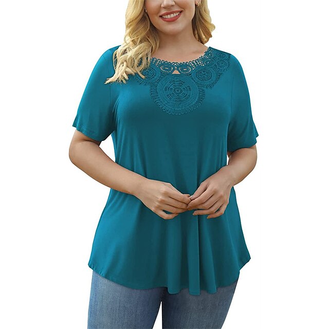 Women's Plus Size Tops T shirt Plain Pleated Cut Out Short Sleeve Round Neck Streetwear Daily Going out Polyester Fall Spring Green Blue
Women's Plus Size Tops T shirt Plain Pleated Cut Out Short Sleeve Round Neck Streetwear Daily Going out Polyester Fall Spring Green Blue