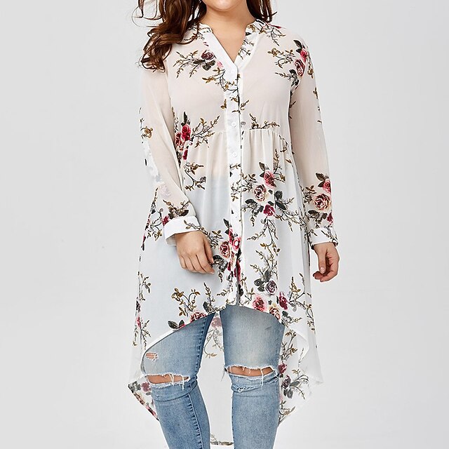 Women's Plus Size Tops Blouse Floral Print Long Sleeve V Neck Streetwear Festival Daily Sports Polyester Spring Summer White Black
Women's Plus Size Tops Blouse Floral Print Long Sleeve V Neck Streetwear Festival Daily Sports Polyester Spring Summer White Black