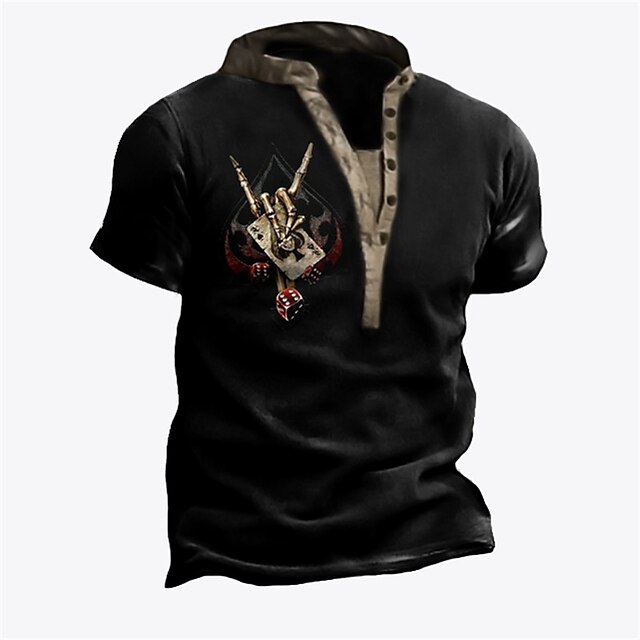 Men's Henley Shirt Tee T shirt 3D Print Graphic Skull Poker Henley Casual Daily Button-Down Print Short Sleeve Tops Fashion Vintage Retro Big and Tall Black
Men's Henley Shirt Tee T shirt 3D Print Graphic Skull Poker Henley Casual Daily Button-Down Print Short Sleeve Tops Fashion Vintage Retro Big and Tall Black