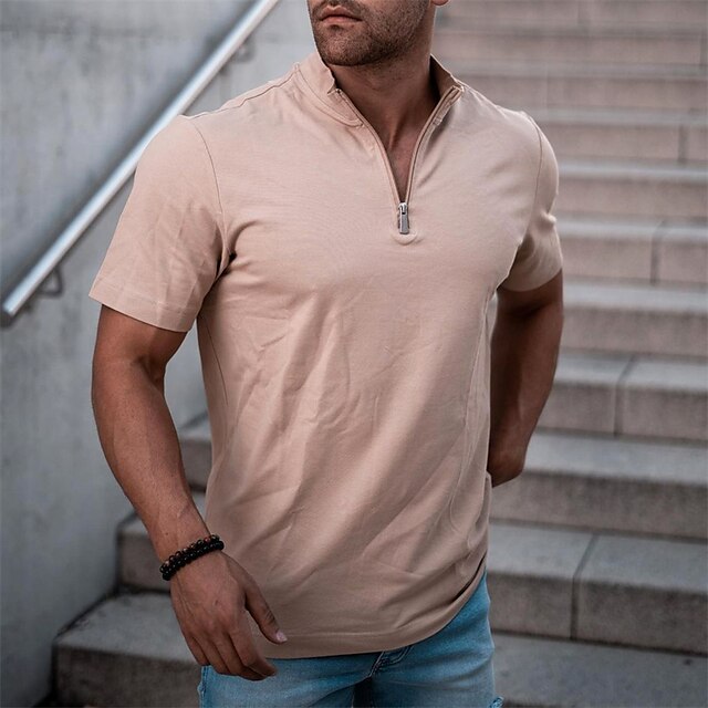 Men's T shirt Solid Color Standing Collar Casual Daily Zipper Short Sleeve Tops Lightweight Fashion Big and Tall Sports Pink
Men's T shirt Solid Color Standing Collar Casual Daily Zipper Short Sleeve Tops Lightweight Fashion Big and Tall Sports Pink