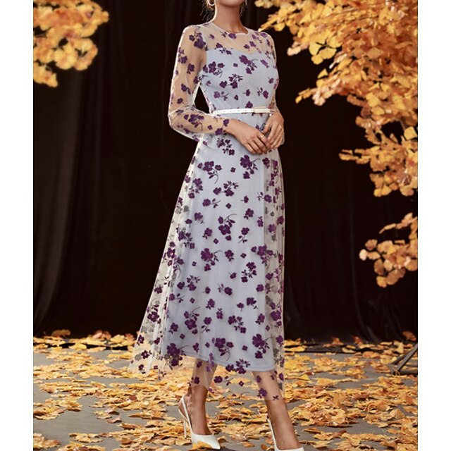 Women's Sheath Dress Midi Dress Purple Long Sleeve Clover Zipper Mesh Patchwork Fall Spring Crew Neck Elegant Luxurious Elegant Romantic Mesh S M L XL / Party Dress
Women's Sheath Dress Midi Dress Purple Long Sleeve Clover Zipper Mesh Patchwork Fall Spring Crew Neck Elegant Luxurious Elegant Romantic Mesh S M L XL / Party Dress