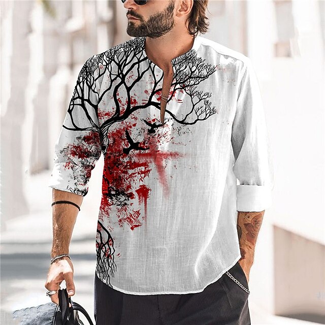 Men's Shirt 3D Print Tree Stand Collar Street Casual Button-Down Print Long Sleeve Tops Casual Fashion Designer Breathable White
Men's Shirt 3D Print Tree Stand Collar Street Casual Button-Down Print Long Sleeve Tops Casual Fashion Designer Breathable White