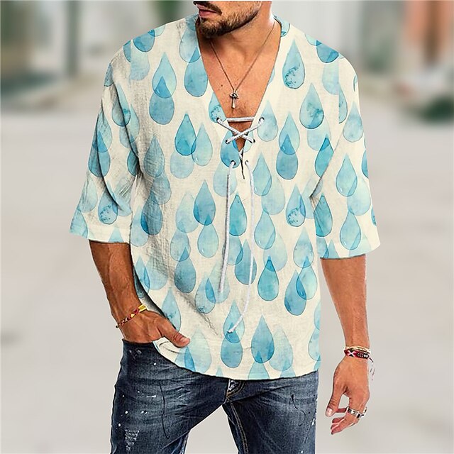Men's Shirt 3D Print Paisley V Neck Casual Daily 3D Print Drawstring 3/4 Length Sleeve Tops Casual Fashion Designer Comfortable Blue
Men's Shirt 3D Print Paisley V Neck Casual Daily 3D Print Drawstring 3/4 Length Sleeve Tops Casual Fashion Designer Comfortable Blue