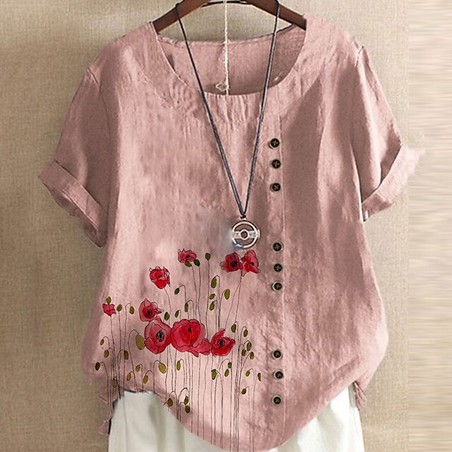 Women's Plus Size Tops T shirt Floral Button Print Short Sleeve Crewneck Streetwear Daily Going out Cotton Spring Summer Blue White
Women's Plus Size Tops T shirt Floral Button Print Short Sleeve Crewneck Streetwear Daily Going out Cotton Spring Summer Blue White