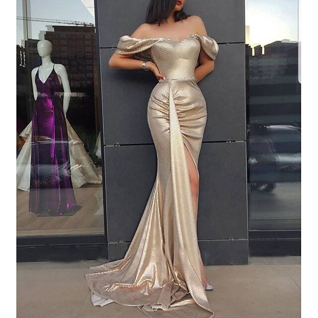 Women's Party Dress Maxi long Dress Gold Sleeveless Pure Color Print Spring Summer Off Shoulder Party Elegant Romantic 2022 S M L XL XXL 
Women's Party Dress Maxi long Dress Gold Sleeveless Pure Color Print Spring Summer Off Shoulder Party Elegant Romantic 2022 S M L XL XXL
