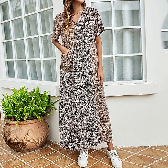 Women's Floral Dress Maxi long Dress Black Short Sleeve Color Block Pocket Fall Spring V Neck Vintage 2022 S M L XL
Women's Floral Dress Maxi long Dress Black Short Sleeve Color Block Pocket Fall Spring V Neck Vintage 2022 S M L XL