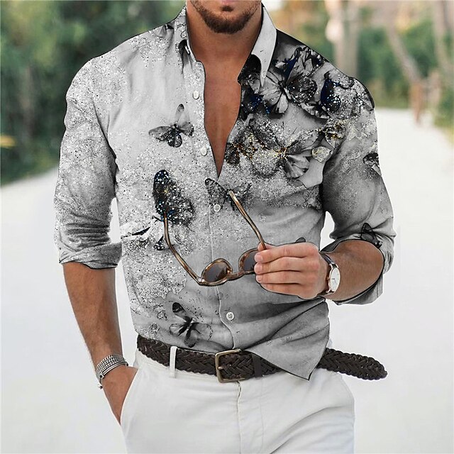 Men's Shirt 3D Print Butterfly Animal Turndown Casual Daily 3D Print Button-Down Long Sleeve Tops Casual Fashion Designer Comfortable Gray
Men's Shirt 3D Print Butterfly Animal Turndown Casual Daily 3D Print Button-Down Long Sleeve Tops Casual Fashion Designer Comfortable Gray