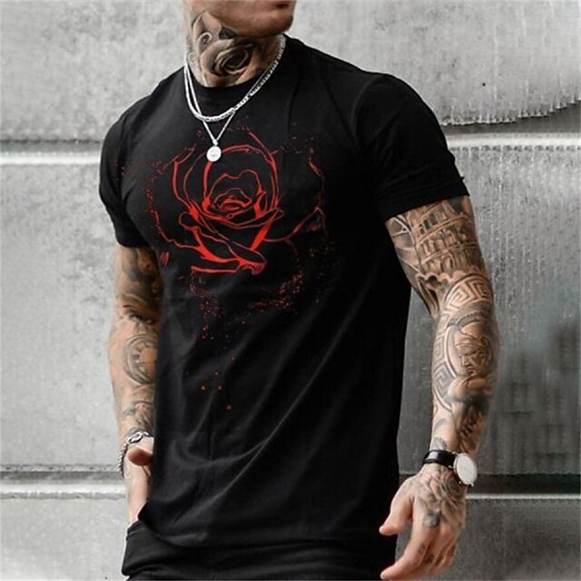Men's T shirt Hot Stamping Graphic Rose Crew Neck Casual Daily Print Short Sleeve Tops Lightweight Fashion Big and Tall Sports Black
Men's T shirt Hot Stamping Graphic Rose Crew Neck Casual Daily Print Short Sleeve Tops Lightweight Fashion Big and Tall Sports Black