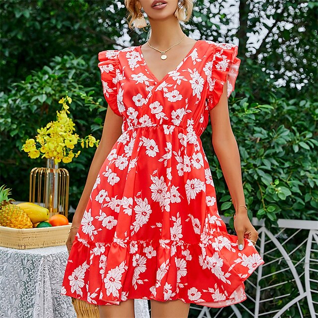 Women's A Line Dress Short Mini Dress Red Sleeveless Floral Chiffon Ruffle Print Spring Summer V Neck Stylish Elegant Vacation 2022 S M L XL XXL
Women's A Line Dress Short Mini Dress Red Sleeveless Floral Chiffon Ruffle Print Spring Summer V Neck Stylish Elegant Vacation 2022 S M L XL XXL