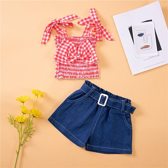 Kids Girls' Children's Day Clothing Set 2 Pieces Sleeveless Red Plaid Vacation Outdoor Basic Regular 1-5 Years
Kids Girls' Children's Day Clothing Set 2 Pieces Sleeveless Red Plaid Vacation Outdoor Basic Regular 1-5 Years